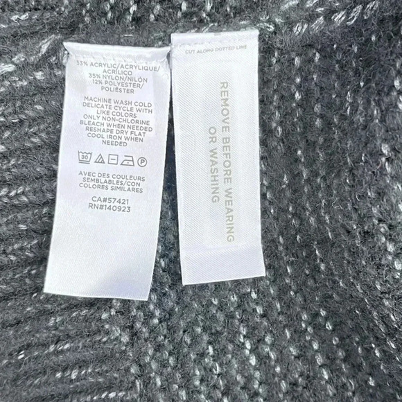 Loft Black Fringe Cable Knit Turtleneck Sweater Size L - Picture 10 of 10